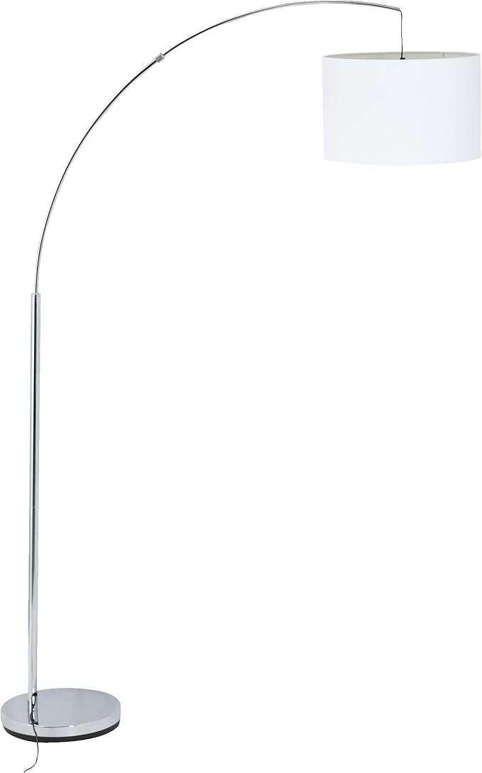 Lightbox Lightbox boog vloerlamp met witte stoffen kap & voetschakelaar | 1,8 m hoog | Scandinavische vloerlamp als leeslamp | E27 fitting | gemaakt van metaal/textiel | in ijzer/wit photo 3