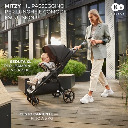Kinderkraft Mitzy Buggy Fino A 22 Kg, Passeggino Reclinabile, Carrozzina, Leggero, Facilmente Pieghevole, Schienale E Poggiapiedi Regolabili, Posizione Sdraiata, Ideale Per I Viaggi, Beige - 3