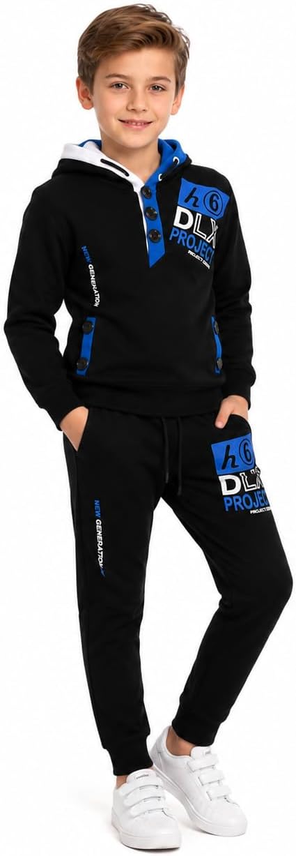 KIDS BOYS TRACKSUIT DLX PROJECT NEW GENERATION HOODIE BOTTOM JOGGERS 2-13 YEARS