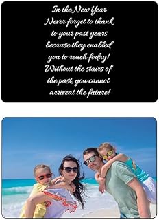 Personalized Picture/Text Wallet Metal Card, Custom Color Print Picture Double Side Wallet Insert Card for Love Note, Anniversary, Husband Wife, Family, Boyfriend,Girlfriend (Black)