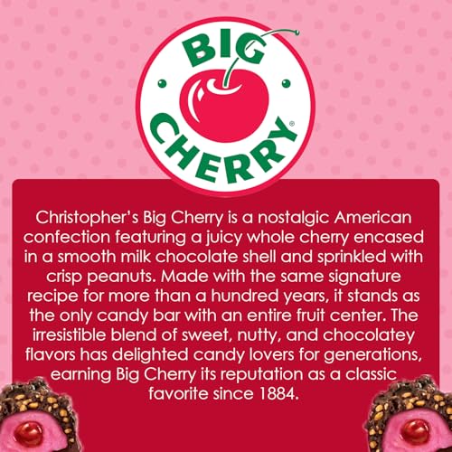 Big Cherry Candy Bars, Pack of 24 - Whole Real Cherry Coated with Chocolate and Topped with Chopped Roasted Peanuts - Individually Wrapped Nostalgic/Retro Candy - Kosher Certified Delicious Candies - image 6