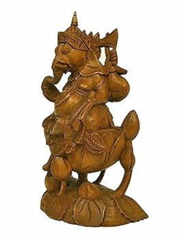 Amazon.co.jp: 木彫り『蓮華座に座るガネーシャ像』 H.23cm