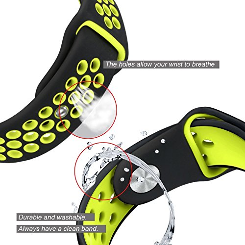 Image of AEETZ 22mm Width Soft Silicon Sports Band Strap Compatible with Samsung Galaxy S3 Frontier, Classic /Galaxy Watch 46mm /Huawei Watch GT2(46mm) /Honor Magic Watch 2(46mm) /Huawei GT2e - Black Green