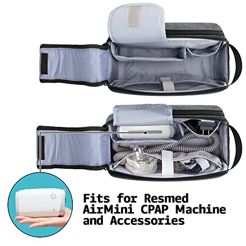 CURMIO CPAP Travel Bag Compatible with ResMed AirMini Machine, Portable CPAP Supplies Carrying Case Storage Bag, Gray (Empty Bag Only, Patent Pending) - Thumbnail 2