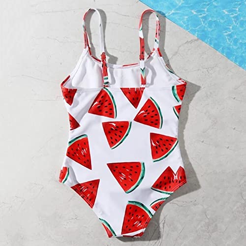 Summer Kids Girls Watermelon Print Swimsuit Adjustable Strap Swimwear One-Piece Bathing Suit Summer Beachwear 8-14Y (White, 11-12 Years)3