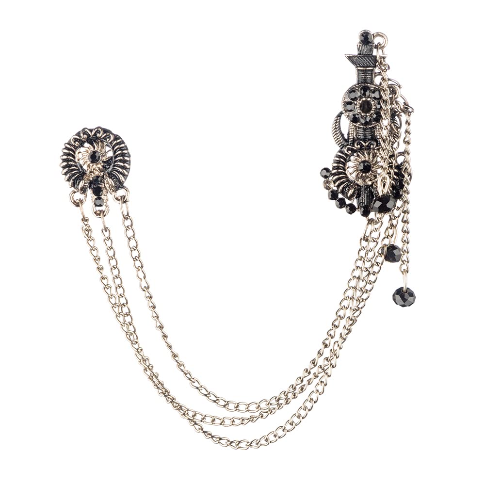 The Tie HubFlower Pot Black Chain Lapel Pin For Men