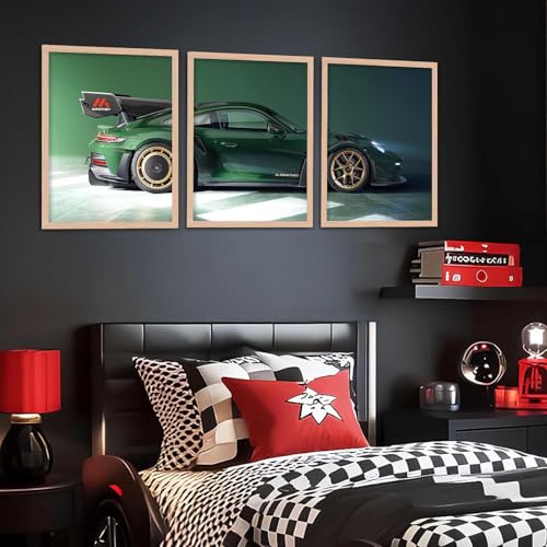 Image of TASVEE Car wall posters | set of 3 wall frames | posters for wall | Wall Decoration for Bedroom, Living Room & Office | Best Gift for Boys & Car Lovers (A9, MEDIUM 10X13, Framed)