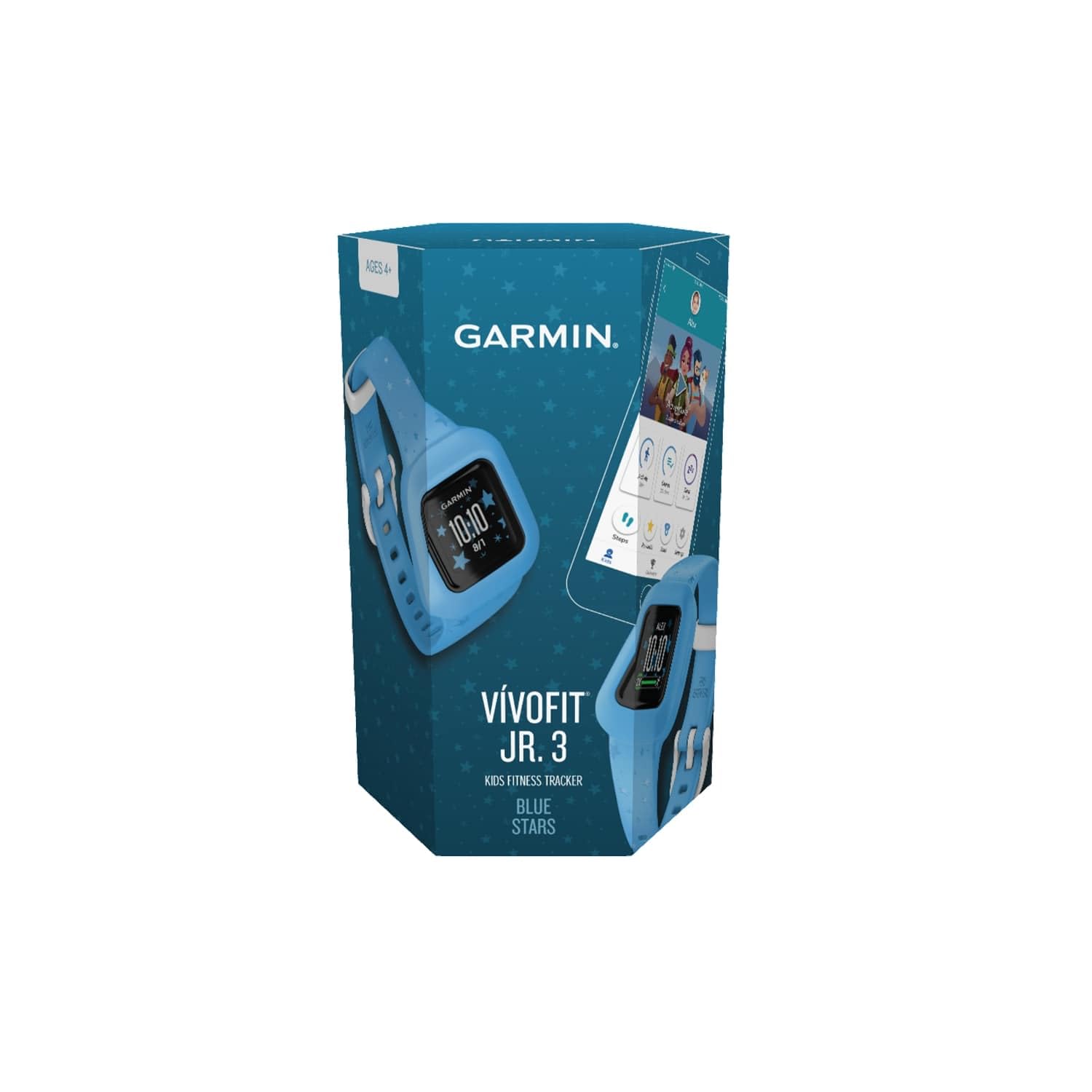 Garmin vívofit jr. 3 – wasserdichter, digitaler Aktivitätstracker für Kinder ab 4 Jahren, Schrittzähler, 1,4 cm Display, Notfallkontakt, bis zu 1 Jahr Batterielaufzeit, Abenteuerwelt & Quiz