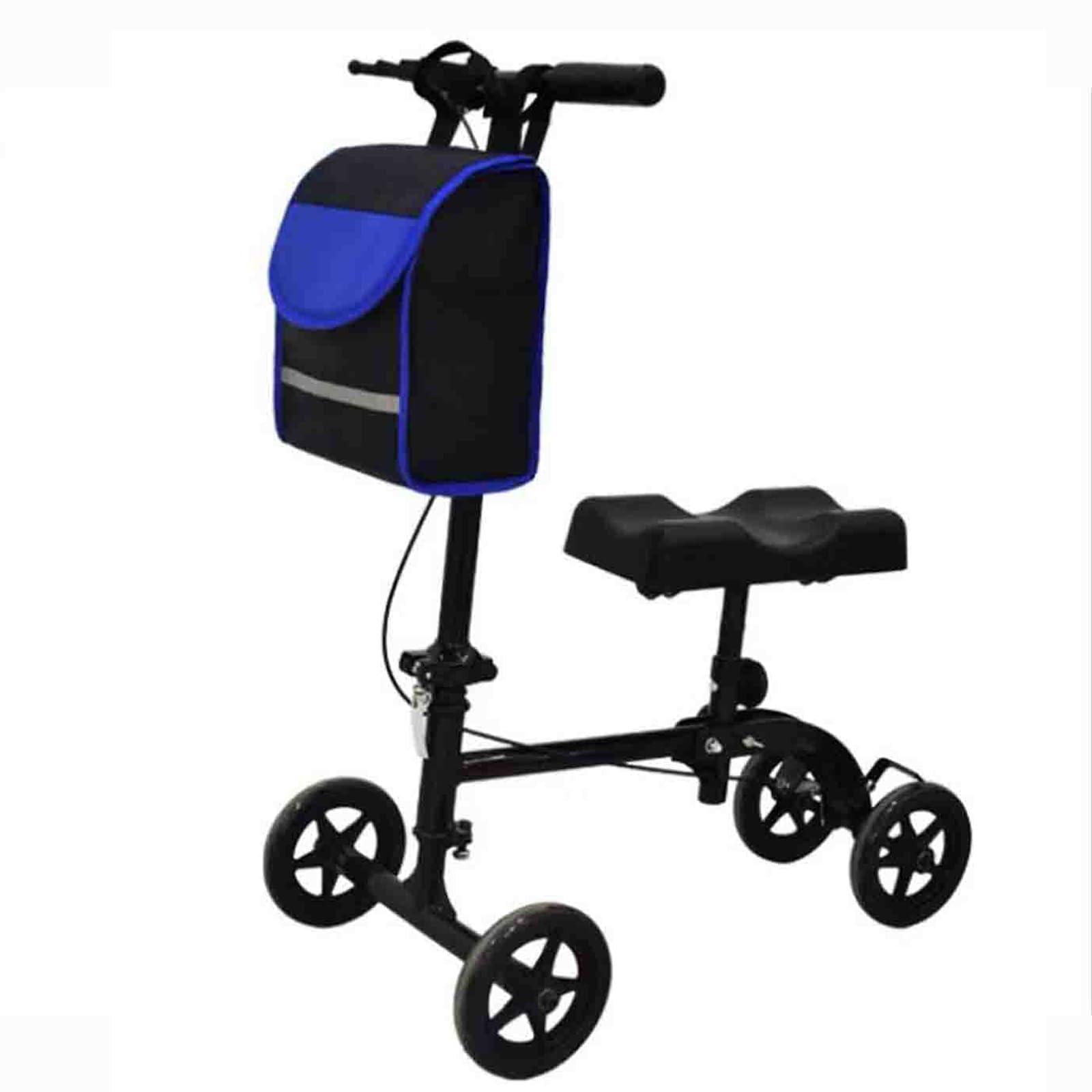 Andador de rodilla orientable con asiento ortopédico, capacidad de 300 libras, altura ajustable, para lesiones de pierna rota, pie, tobillo, carrito de rodilla para adultos