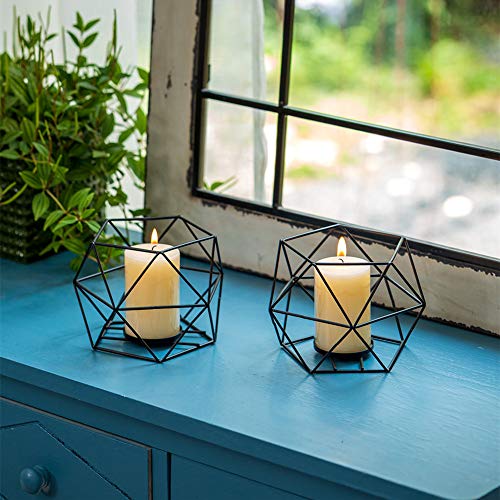 Nuptio Tealight Holders Black Candle Holder, Metal Geometric Tea Light Candle Holder, Pillar Candle Holder Centerpieces For Wedding Home Coffee Tables Decor, Ceremony And Anniversary, 12 Pcs #TOP6