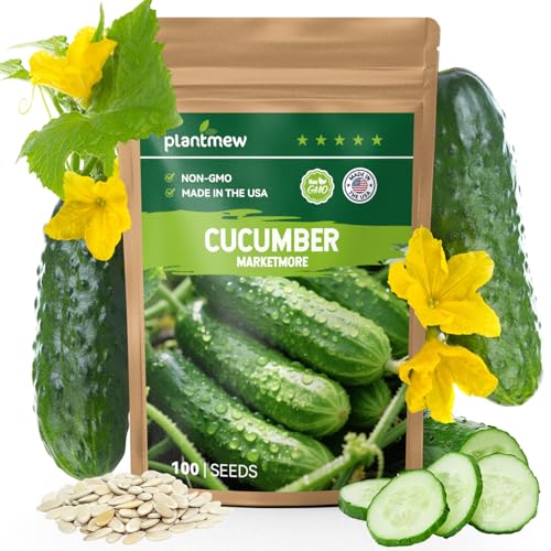 Vegetable & Herb Seeds PLANTMEW Marketmore Cucumber Seeds for Planting - 100 Seeds, Heirloom, Non-GMO Seed Packet - High...