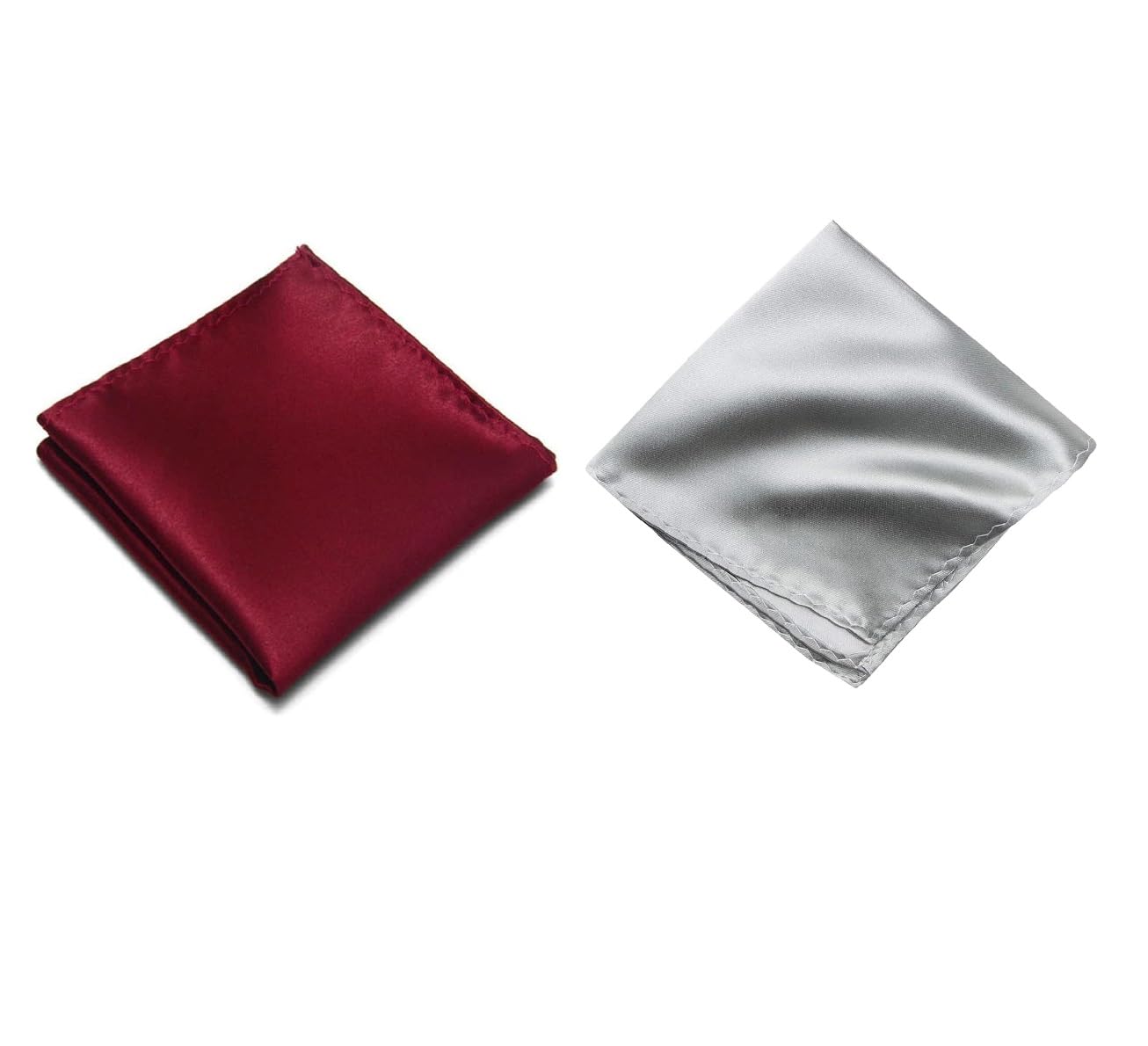 Men's Pocket Square Set – Maroon & Silver (Pack of 2) | 10x10 inch Satin Handkerchief for Blazer, Suit, Sherwani, Tuxedo-image-37