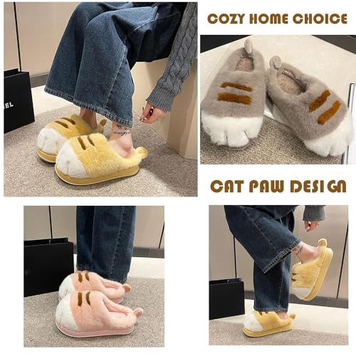 Cat Paw Slippers,3D Cat Paw Cartoon Slipper for,Cat Paw Slippers for Women,Warm Fluffy Furry Winter House Cat Paw Slides for Indoor Outdoor4