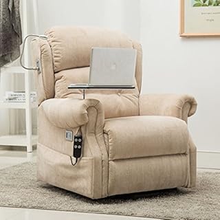 Elite Care Stanbury dual motor riser recliner chair with table, USB charger and reading lamp - Dune Fabric