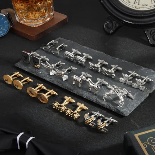 Set de 12 pares de mancuernillas clásicas para hombre miniatura 5