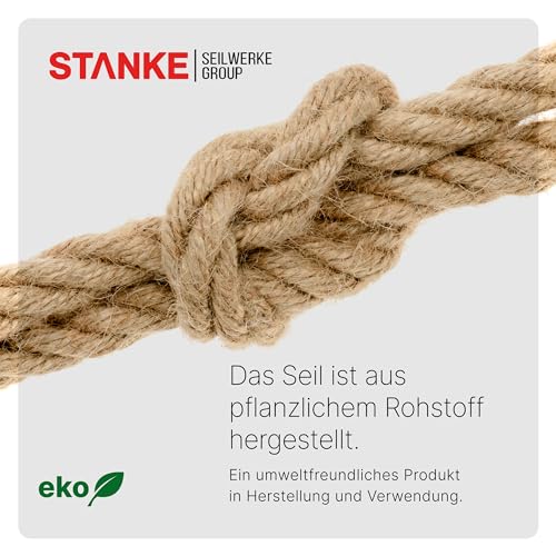 Seilwerk STANKE Juteseil Naturfasern gedreht Tauwerk Hanf Jute Tau Seil Tauziehen Absperrseil Handlauf 30mm 5m