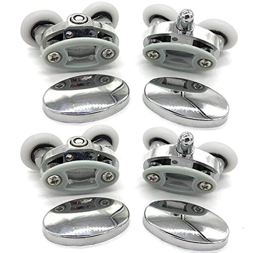 Image of YUANQIAN Set of 4 New Oval Butterfly Twin Wheel Shower Door Rollers 25MM