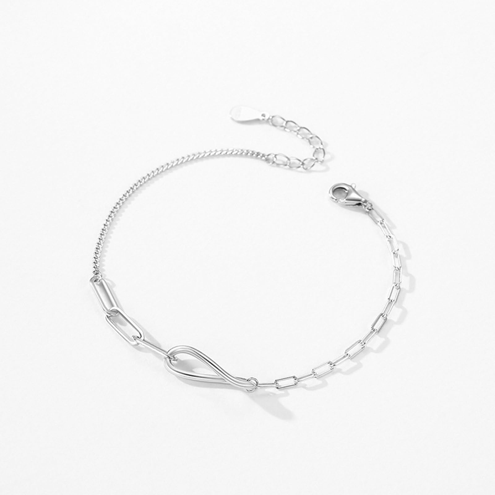 Pulsera ajustable para mujer, plata de ley 925, símbolo infinito, pulsera ajustable para mujer, moderna, adecuada para cumpleaños