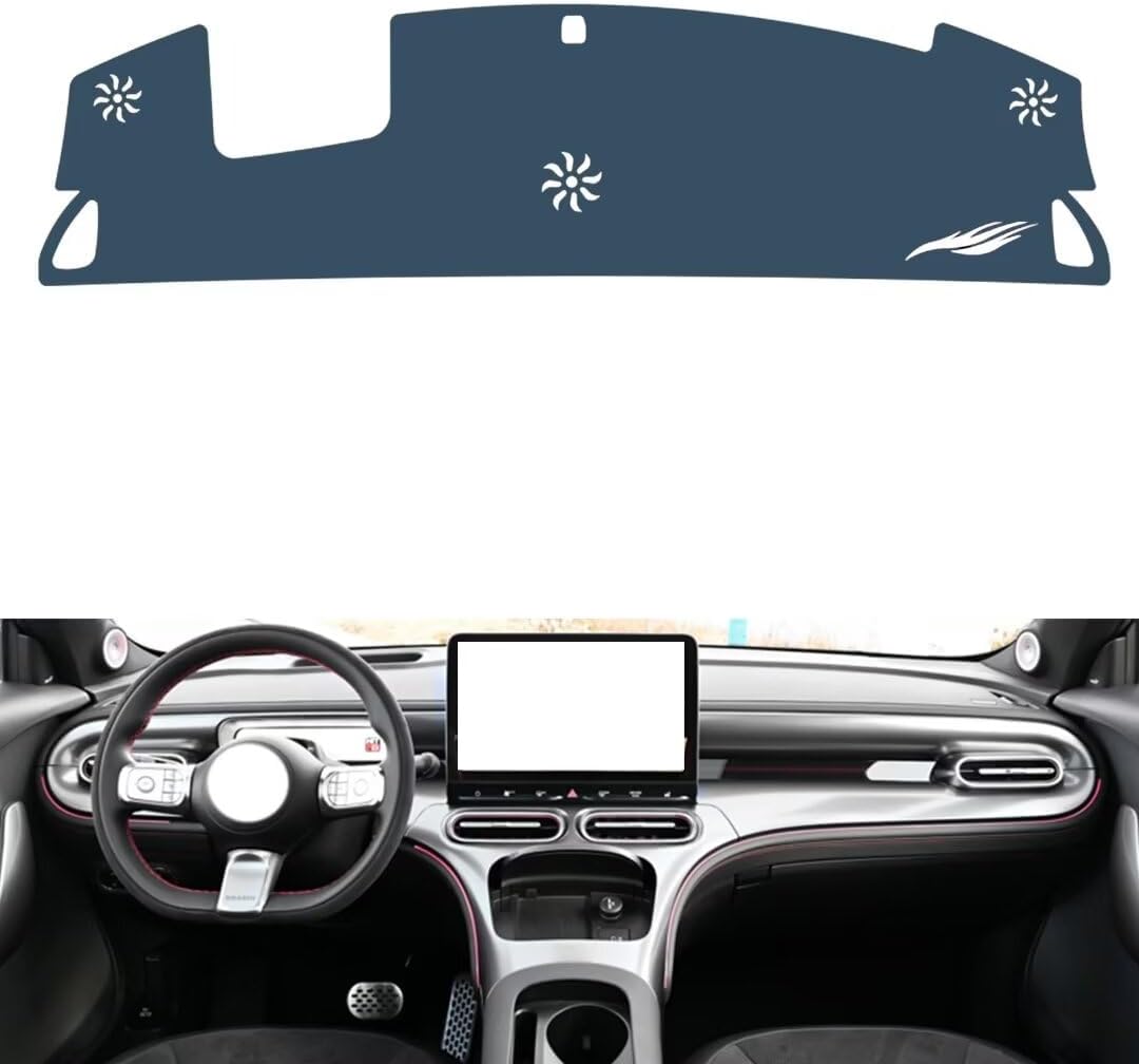 leather dash board cover mat Compatible with Smart #1/#3 （HUD,Full coverage） ，Non-slip and Sun-resistant (Blue)