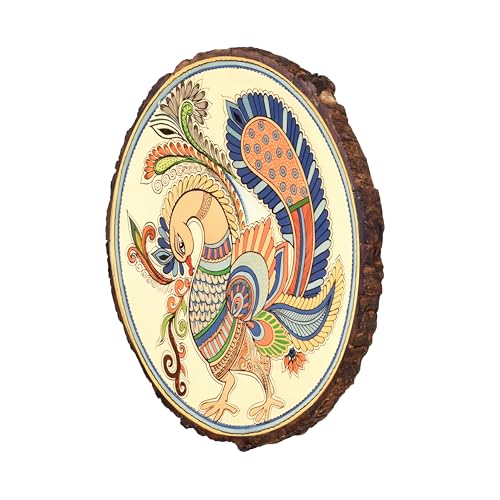 Image of Mayura Wall decor Frame with fine Madhubani artwork | Handcrafted Wall Art for Home Decor & Office Spaces