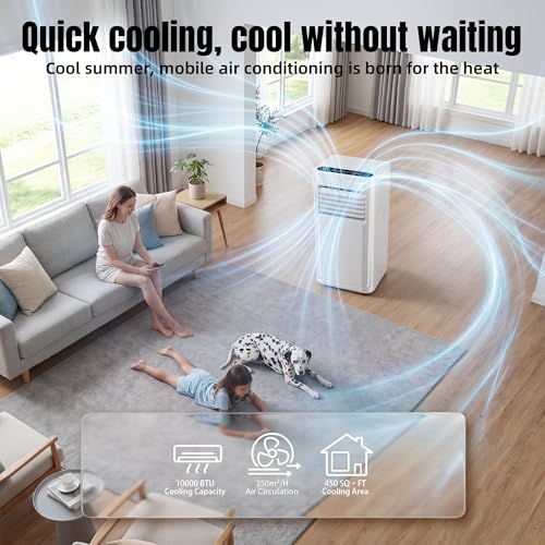 Image of AKIRES 10000 BTU Portable Air Conditioners,3-IN-1 Portable AC Unit With Fan & Dehumidifier,Remote Control,24H Timer,Sleep Modes,Cools Room Up To 450 sq.ft,Suitable for Bedroom,Room, Office,Apartment