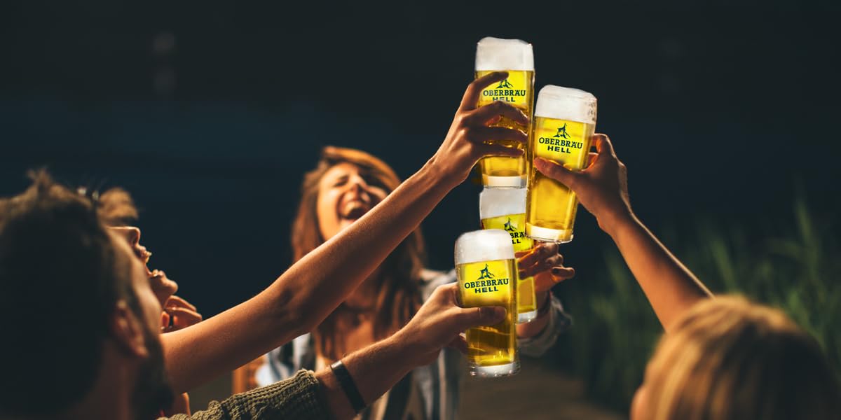 Oberbräu Hell Alkoholfrei 0,0%, mild süffiges alkoholfreies Helles Bier aus Bayern Flaschenbier, MEHRWEG im Kasten, 20er Kiste (20 x 0.5 l)