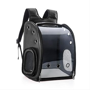 Woofy Pet, Dog, Puppy, Cat Travel Carrier Cat Backpack Pet Backpack 360 Degree Transparent Room Bag, Black Color