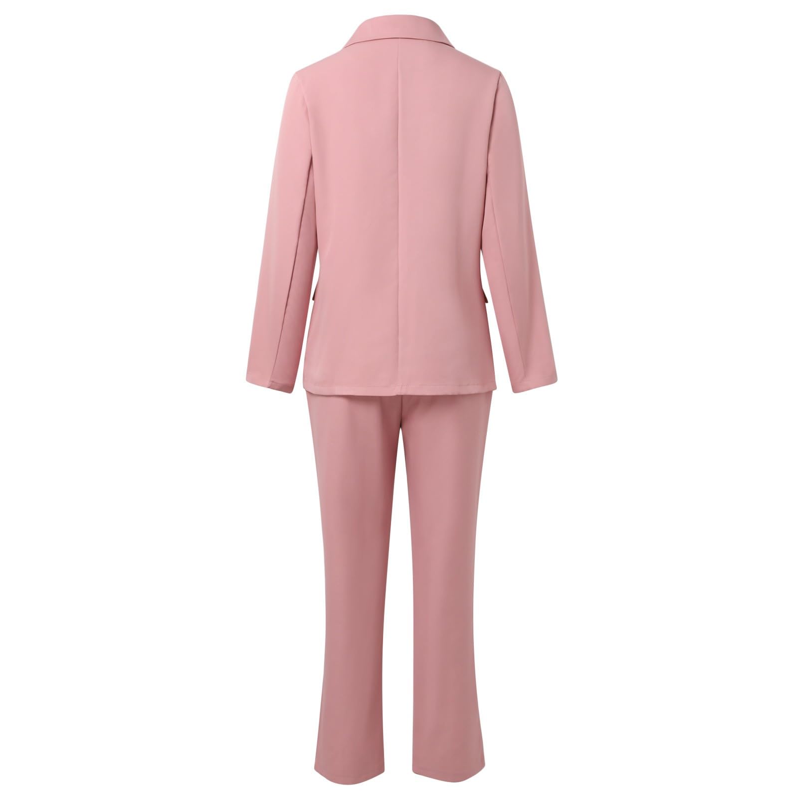 2025 - Traje de manga larga sólido para mujer, bolsillos, pantalones, traje elegante, 2 piezas, traje elegante para mujer