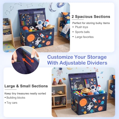 Image of Toy Box with Adjustable Divider Large Toy Chest Storage for Nursery Kidroom
