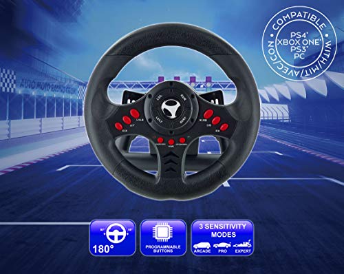 Subsonic SA5426 Racing Wheel Universal with Pedals for Playstation 4, PS4 Slim, PS4 Pro, Xbox One, Xbox One S, PS3 - Thumbnail 2