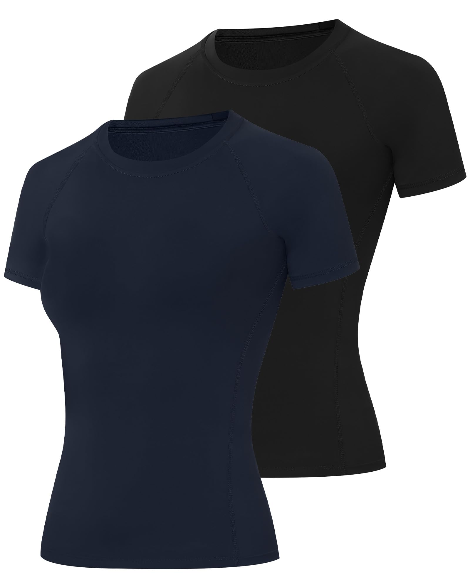 ELIRAVO Kompressionsshirt Damen Kurzarm, Sportshirt mit Raglanärmeln, Atmungsaktives Funktionsshirt Schnell trocknend, Sport T-Shirt für Fitness Gym Laufen Yoga