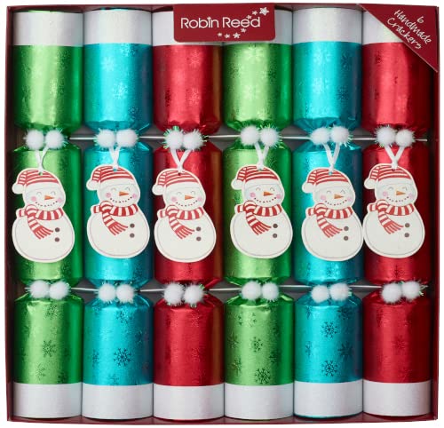 Robin Reed Racing Snowman Christmas Crackers handmade 6 x 13, White