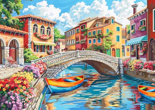 CHengQiSM 1000ピース ジグソーパズル イタリアの町 パズル 1000 風景 大人 景色 レジャー ゆったり おしゃれ インテリア プレゼント(70×50cm)