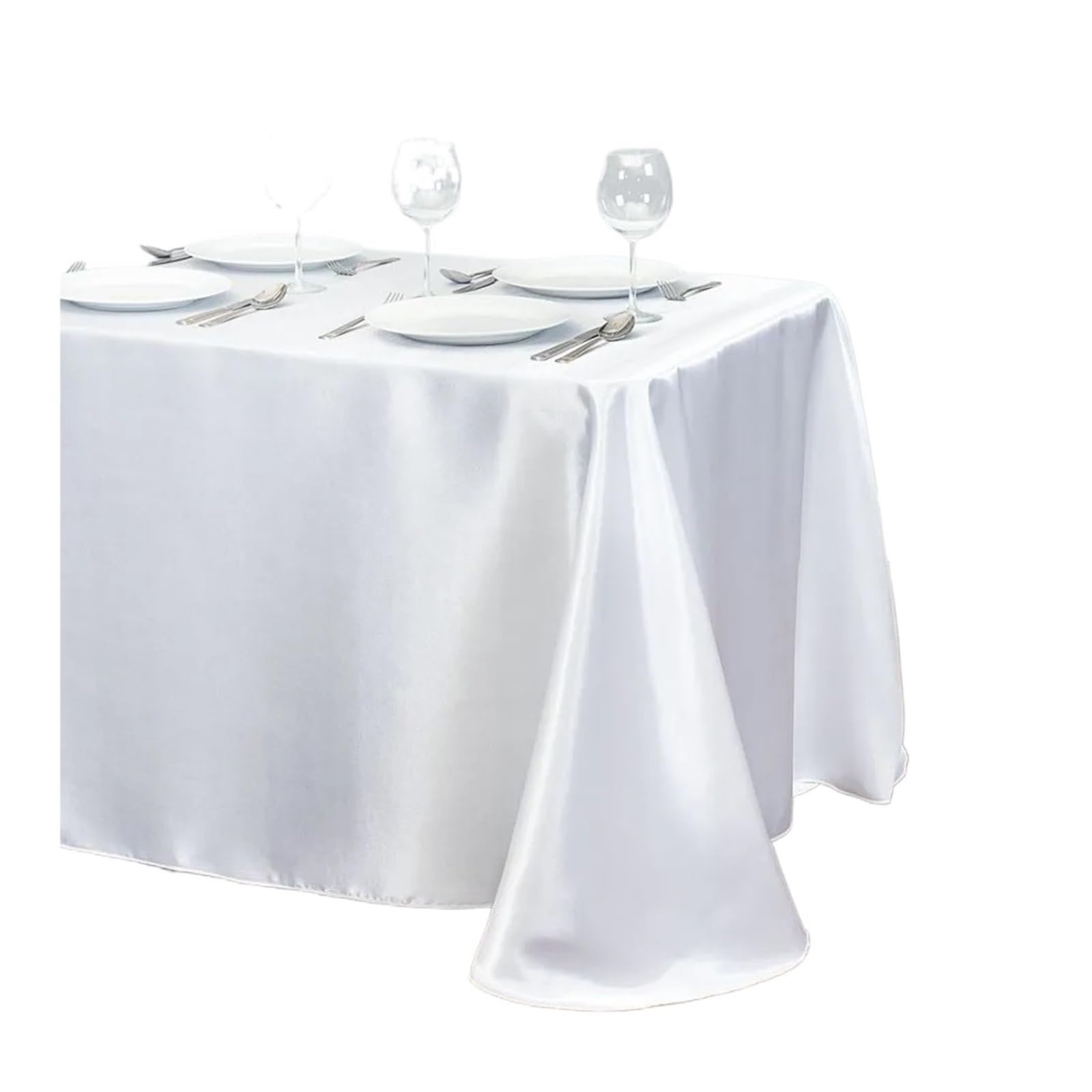 Mantel para Banquetes Mantel de satén for Mesa, Cubierta for cumpleaños, Boda, Banquete, Restaurante, Suministros for Fiestas, 2 uds(White,145x220cm)