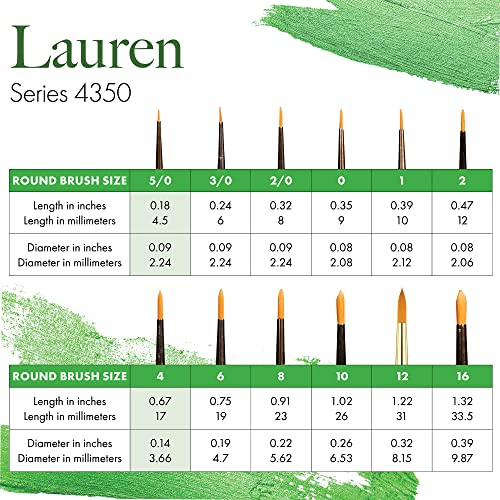 Princeton Artist Brush Co. Lauren Series 4350 - Short Handled Round Size 16 - Single Golden Synthetic Paintbrush For Watercolor And Acrylic Painting #TOP4
