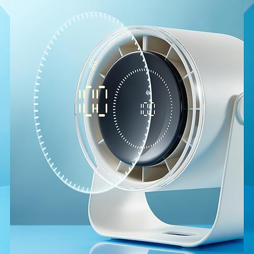 Miniatura 4 de Ventilador de escritorio, flujo de aire fuerte de 100 velocidades, pantalla digital silenciosa, ventilador de batería recargable, ventilador