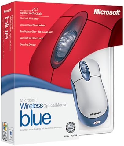 Microsoft Wireless Optical Mouse Blue retail packaging