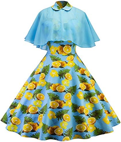 Amazon Co Jp マント袖レモネード女装復古田舎ロックワンピースミニマンカラー夏50年代60年代には長衣パーティードレス S スカイブルー 服 ファッション小物