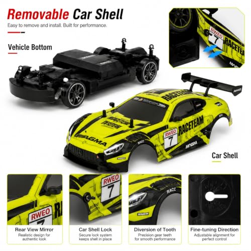 Image of Nextronix 40 km /h High-Speed 1:16 Scale 4WD RC Drift Car | 2.4GHz Remote Control Racing Car with LED Lights & Rechargeable Battery | Neon Green Edition
