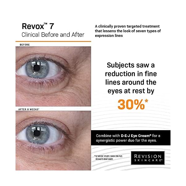 Revision Skincare Revox 7, peptide rich serum for expression lines around eyes, forehead and month, reduce wrinkles, clinical levels of oil free serum, 0.5 Fl oz