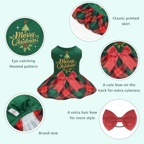 Image of CuteBone Dog Mesh Dress Christmas Puppy Sundress Pet Outfit Summer Fashion for Small Dogs Girl Cat Clothes