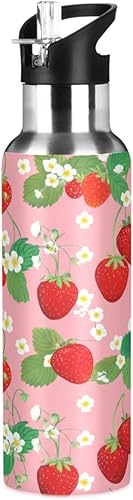 Botella de agua aislada de acero inoxidable con pajita de 32 onzas, botellas de agua a prueba de fugas para gimnasio, viajes al aire libre, escuela,