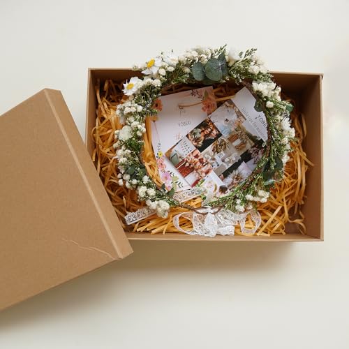 Corona de flores secas Boho para novia miniatura 4