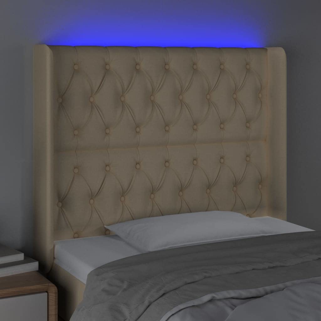 Cabecero de cama LED 103 x 16 x 118/128 cm, regulable en altura, transpirable, colorido y moderno