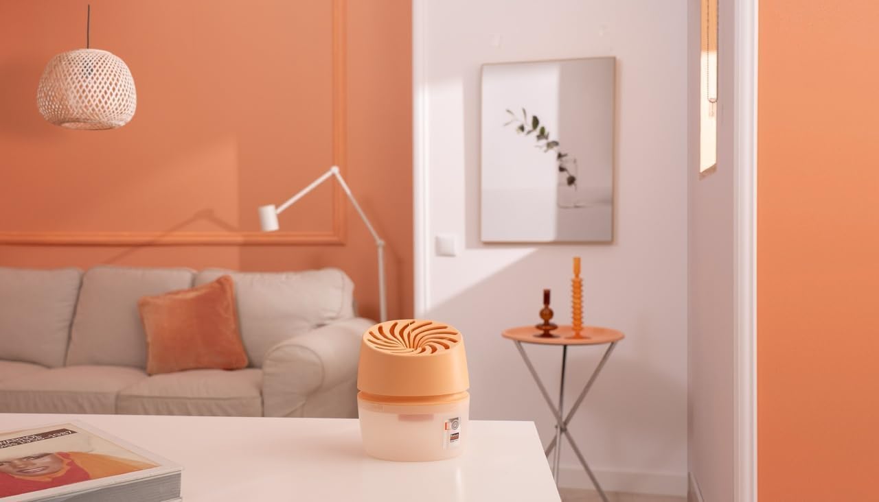 Rubson - Absorbeur d'Humidité Aero 360° Couleur Pêche (1 appareil + 1 recharge de 450 g) - Absorbeur anti-humidité pour pièce jusqu'à 20 m² - Déshumidificateur d'air anti-odeur et anti-moisissure