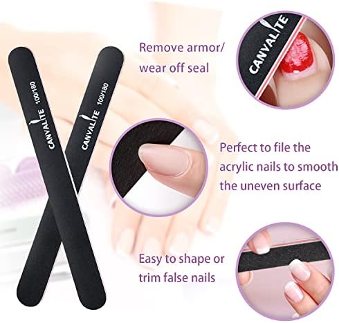Canvalite Nail Buffer for Natural Nails, All in One 4 Way Nail Buffer Block That Shapes, Files, Smoothes, and Shines, 100/180 Grit Nail File and Buffer for Natural Nails, 9pcs