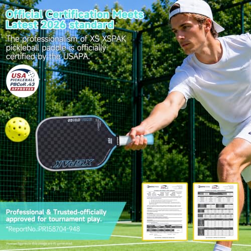 Image of 12K Carbon Fiber Pickleball Paddles, USAPA Polypropylene Honeycomb Paddle with Cushion Comfort Grip, SPIN2.0 World Champion Surface Technology Options Pickleball Racket