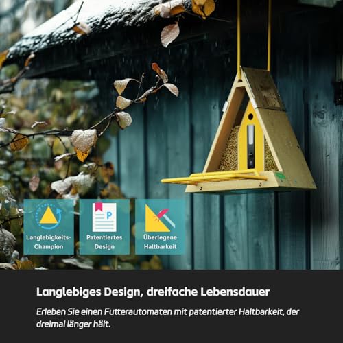 Birddy® Original Smart Vogelfutterstation mit Kamera, solarbetrieben, langlebiges Material, GreenTough Feeder mit Vogelbeobachtungskamera, KI-Identifizierung, Live-Ansicht, sofortige – Bild 3