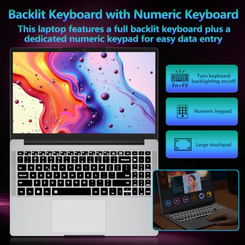 Image of 2026 Laptop Computer, 15.6'' Laptops with Ryzen 5-5500U Up to 4.0GHz, 16GB DDR4 1TB SSD, 1920x1080, Win 11 Pro, 180 Lay-Flat, Backit Keyboard Lightweight Portable Lap Top for Student Business Travel