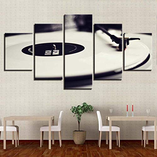 Image sur verre et toile gramophone blanc impression moderne 5 pièces - 3